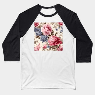 Shabby Chic Flowers Pattern 12 Baseball T-Shirt